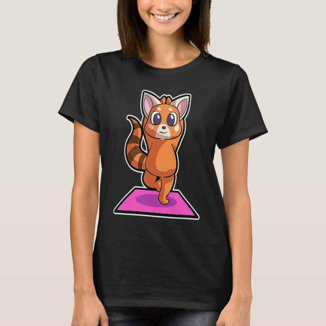 Red Panda Yoga Poses Sport Gymnastics Ohm Heartbea T-Shirt (Front)