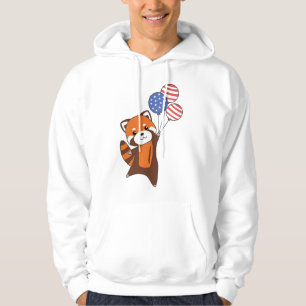 Red Pandas Flies With Balloons 4th Of July Hoodie
