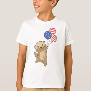 Red Pandas Flies With Balloons 4th Of July T-Shirt