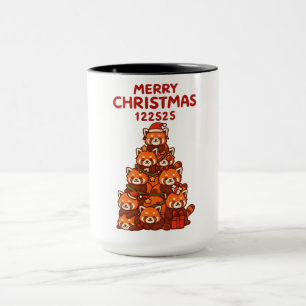 Red Pandas in a Christmas tree formation Mug
