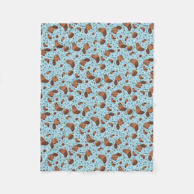 Red Pandas in Blue Fleece Blanket (Front)