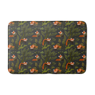 Red Pandas in the Forest Black Bath Mat