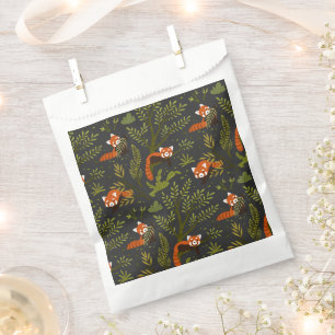 Red Pandas in the Forest Black Favour Bags