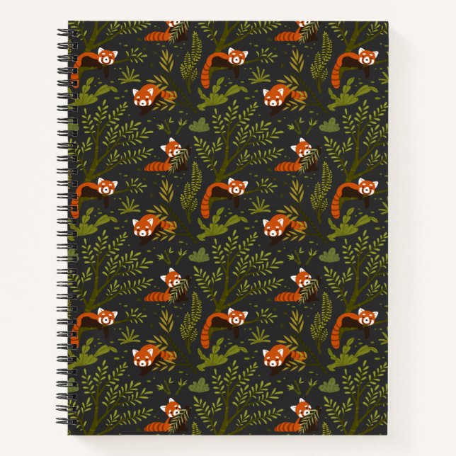 Red Pandas in the Forest Black Notebook (Front)