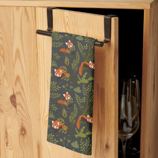 Red Pandas in the Forest Black Tea Towel