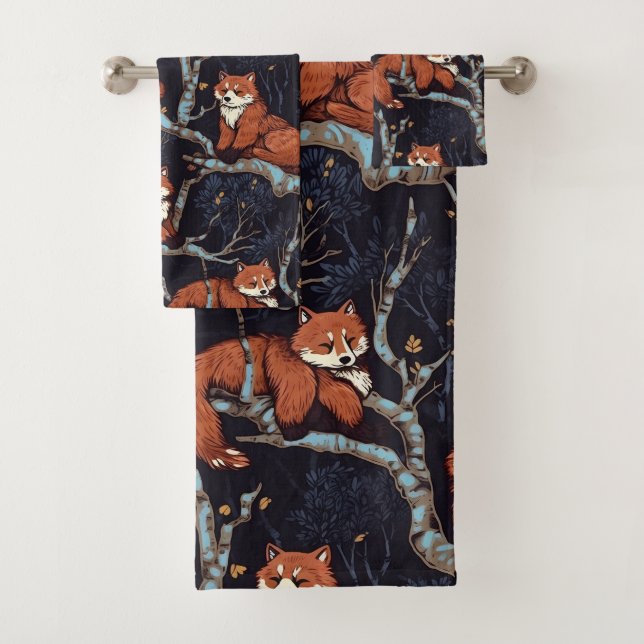 Red Pandas in Trees Bath Towel Set (Insitu)
