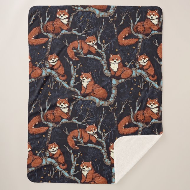 Red Pandas in Trees Sherpa Blanket (Front)