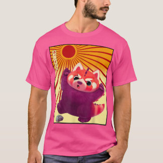 Red Pandazilla Japanese Sun Funny Parody Red Panda T-Shirt
