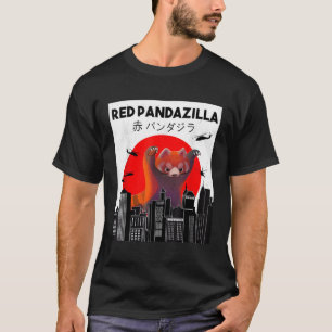 Red Pandazilla Japanese Sun Parody Red Panda T-Shirt