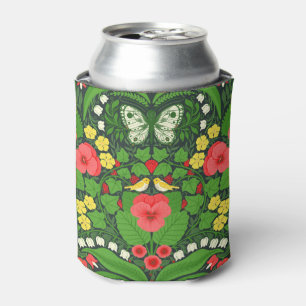 Red pansies, birds and butterflies can cooler