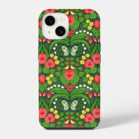 Red pansies, birds and butterflies