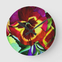 Red pansies watercolor flower original art
