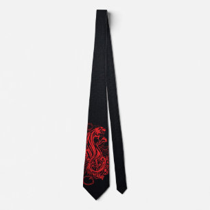 Red Panther Gothic Luxury Bold Black Statement Tie