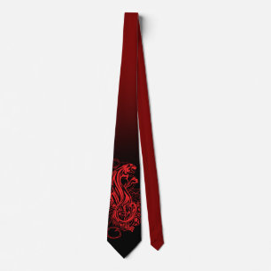 Red Panther Gothic Luxury Red Black Gradient Tie