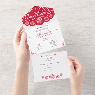 Red Papel Picado Mis Quince Años All In One Invitation