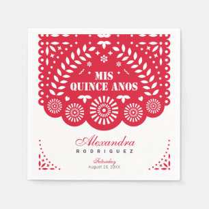 Red Papel Picado Mis Quince Años Napkin