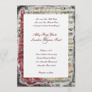 Red Paris Music Wedding Invitations