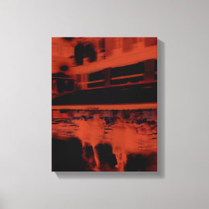 Red Paris night. Cool blurry motion of people Canvas Print