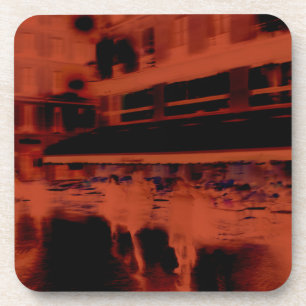 Red Paris night. Cool blurry motion of people Coaster