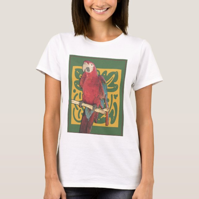 Red Parrot Art Nouveau T-Shirt (Front)