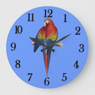 Red parrot large clock