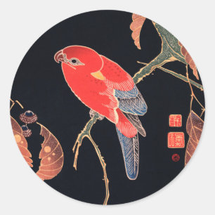 Red Parrot on the Branch of a Tree by Ito Jakuchu Classic Round Sticker