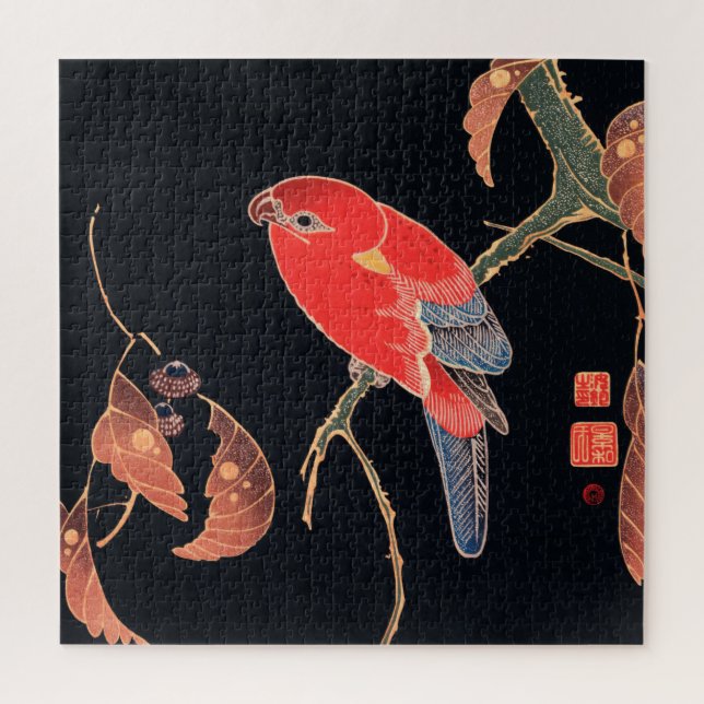 Red Parrot on the Branch of a Tree by Ito Jakuchu Jigsaw Puzzle (Vertical)