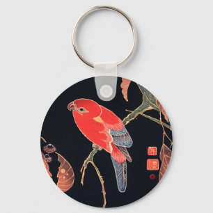 Red Parrot on the Branch of a Tree by Ito Jakuchu Key Ring