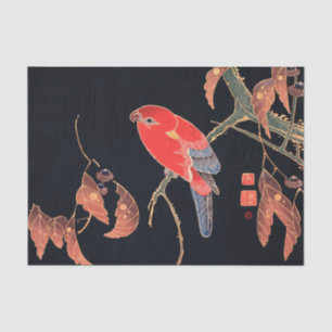 Red Parrot on the Branch of a Tree by Ito Jakuchu Tissue Paper