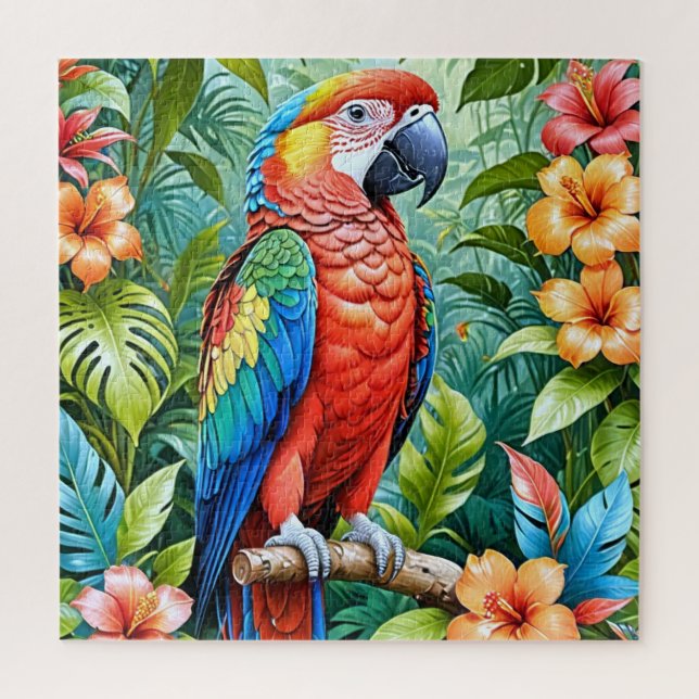 Red Parrot Paradise Jigsaw Puzzle (Vertical)