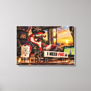 Red Parrot Truck Driver I Need Fuel Funny Trucker Canvas Print