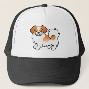 Red Parti-Colour Tibetan Spaniel Cute Cartoon Dog Trucker Hat