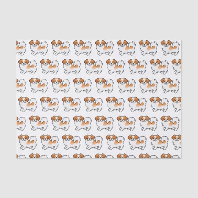 Red Parti-Colour Tibetan Spaniel Cute Dog Pattern Tissue Paper (Front)