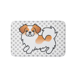 Red Parti-Colour Tibetan Spaniel Cute Dog & Paws Bath Mat