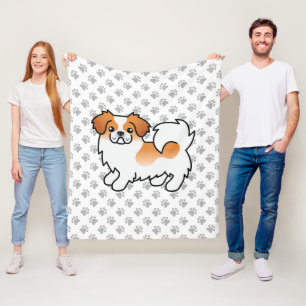 Red Parti-Colour Tibetan Spaniel Cute Dog & Paws Fleece Blanket