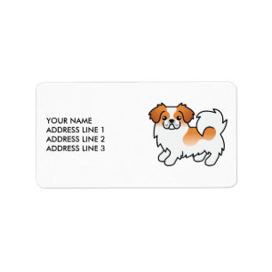 Red Parti-Colour Tibetan Spaniel Cute Dog & Text Label