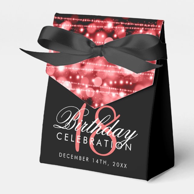 Red Party Sparkles 18th Birthday Favour Favour Box (Front Side)