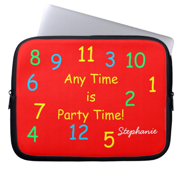 Red Party Time Laptop Computer Sleeve (Front)