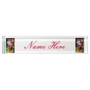 red partying mermaid nameplate