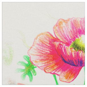 Red,Passion Floral Fabric