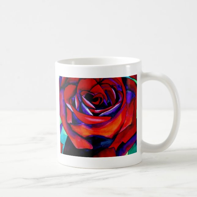 Red passion rose original watercolor art coffee mug (Right)