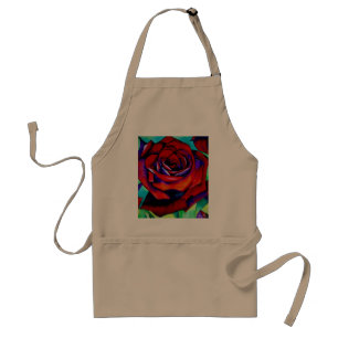 Red passion rose original watercolor art standard apron