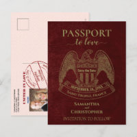 Red Passport Cute Fun Wedding Save the Date