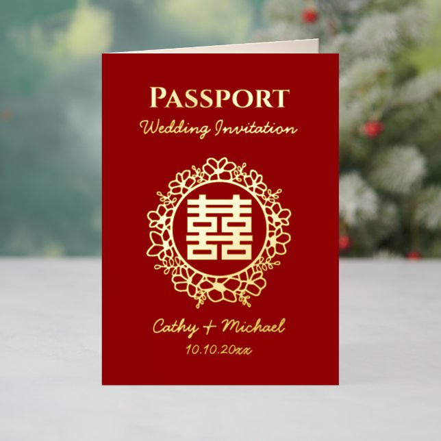 Red passport logo chinese wedding invitation (Holiday In Situ)