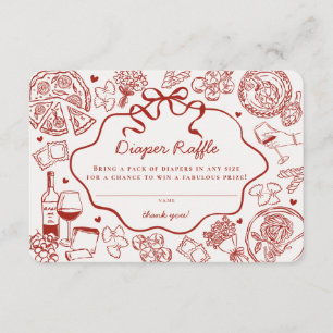 Red Pasta Special Delivery Italian Diaper Raffle Enclosure Card