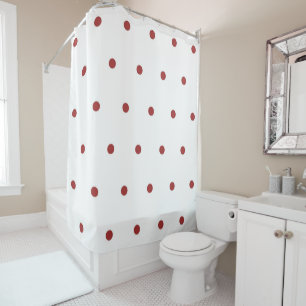 Red Pastel Polka Dots Pattern Whimsical Shower Curtain