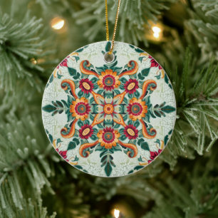 Red Patchwork Ceramic Tree Decoration
