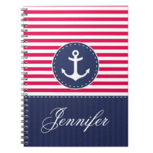 Red Pattern Blue Anchor Personalised Name