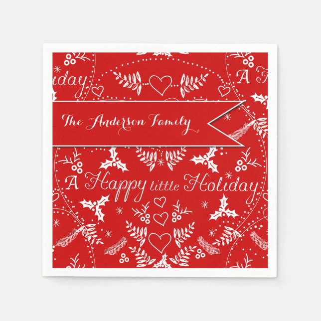 Red Pattern Christmas Napkin (Front)