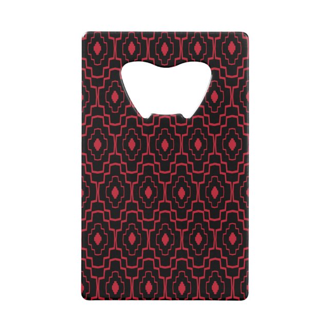 Red Pattern Credit Card Bottle Opener (Front)
